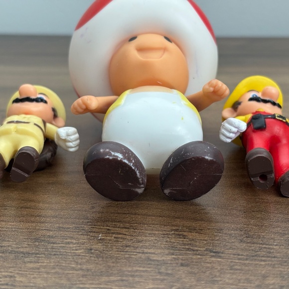 Set of 3 Nintendo Super Mario Bros TOAD MARIO Action Figures Toy Cake Topper Set - Picture 12 of 12